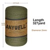 ANYWELL Army Green Macrame Cord 2mm x 327yards, Cotton Cord,