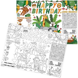 Serencatcher 12pcs Safari Jungle Coloring Placemats Safari Party Favors Birthday Coloring Paper Placemats Table Mats for Jungle Animal Wild One Birthday Decorations Supplies Activities