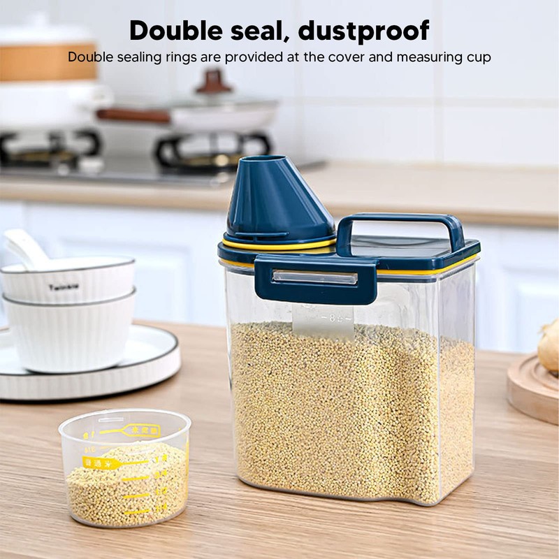 Rice Storage Container, Clear PP Plastic Grain Storage Container with