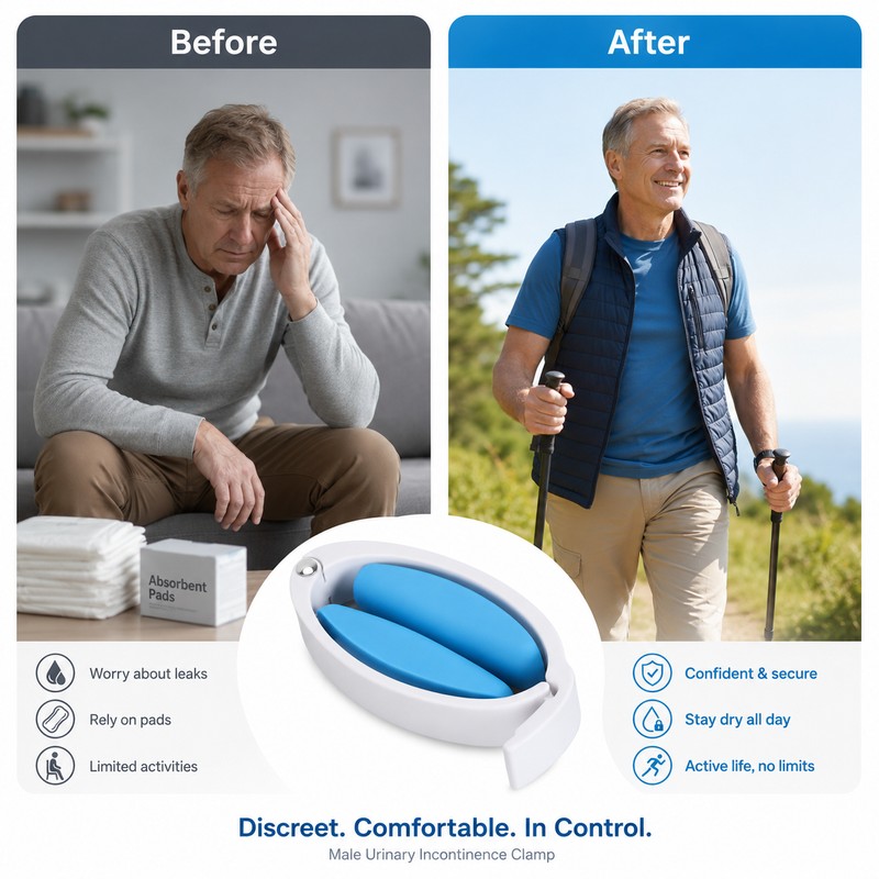 Male Incontinence Clamp for Daily Leakage Management – Adjustable Soft
