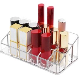 Lipstick Holder 18 Spaces Lipgloss Organizer 3 Rows | Multi Level Makeup Holder & Cosmetics Storage Display (Clear, One size)