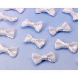 Shapenty Mini Satin Ribbon Bows Flowers Bowknot for Sewing Dress Craft Project Scrapbooking Wedding Birthday Christmas Ornaments Embellishment Gift Decor Wrapping, 20PCS (3 x 1.5cm, White)