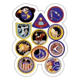 Spreadshirt NASA Apollo Mission Badge Sticker, Max 10 x 10 cm, Matt White