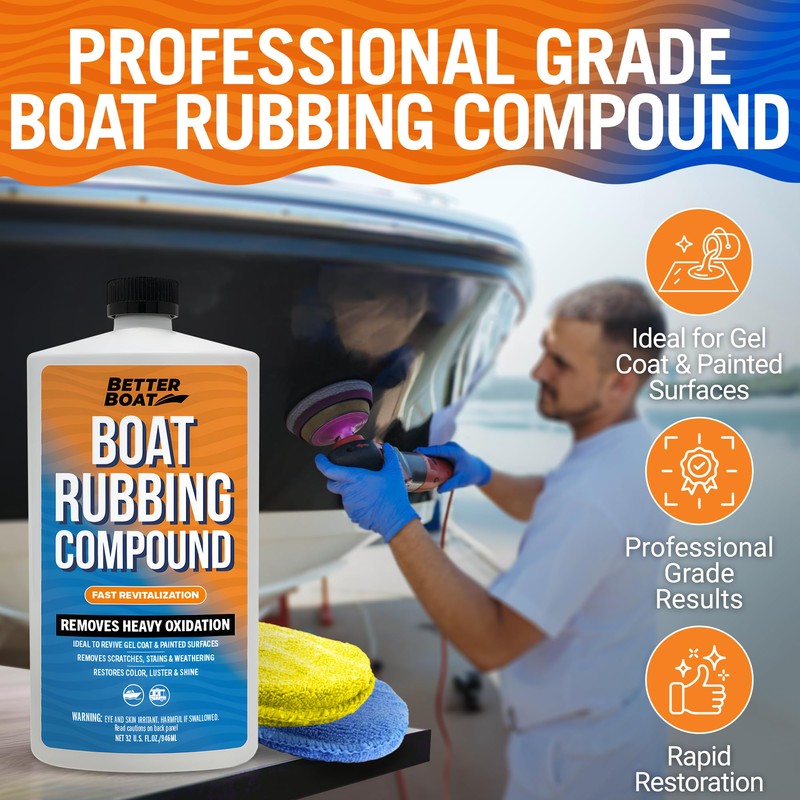 Marine Rubbing Compound, Fiberglass Buffing and Scratch Remover, Gelcoat Polish