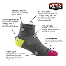 Darn Tough Women's 1/4 Ultra-Lightweight Run Sock (Style 1044) - Aqua, Small