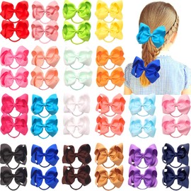 40 lazos elásticos para el cabello de 4.5 pulgadas, cinta de grogrén, lazo grande para la cola de caballo, bandas de goma para niñas, niños y adolescentes en pares