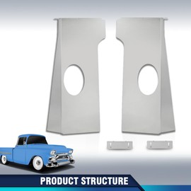 PIT66 Window Cab Corner Speaker Brackets Compatible with 1955-1959 Chevy GMC Big Window Cab Corner 6x9 Speaker Brackets Silver