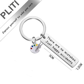 PLITI Painter Artist Gift Colorful Paint Palette Keychain Painter Bob Ross Keychain