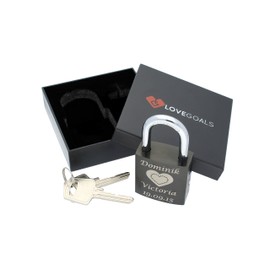 Love Goals Love Padlock with Engraving and 2 Keys, Individual, Perfect Gift, High Quality M059, Gift packaging, blue