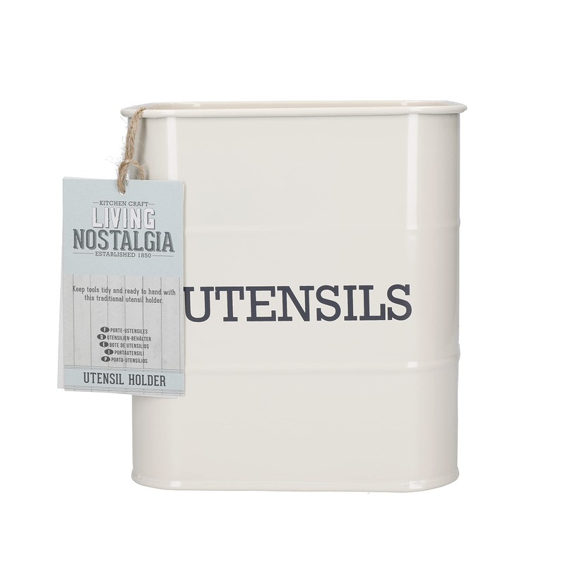 Living Nostalgia Kitchen Craft Steel Utensil Pots, Cream