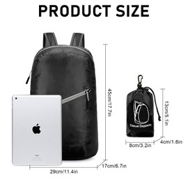 Risipu 2 Pack Foldable Backpack for Men Women Lightweight Packable 20L Water Resistant Daypack for Outdoor Sports Trips Hiking Commuting, Black, grey, M