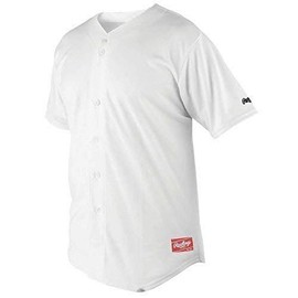 Rawlings Youth Full Button Jersey (White, Medium)