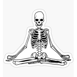 Yoga Meditating Skeleton Sticker - Sticker Graphic - Auto, Wall, Laptop, Cell, Truck Sticker for Windows, Cars, Trucks