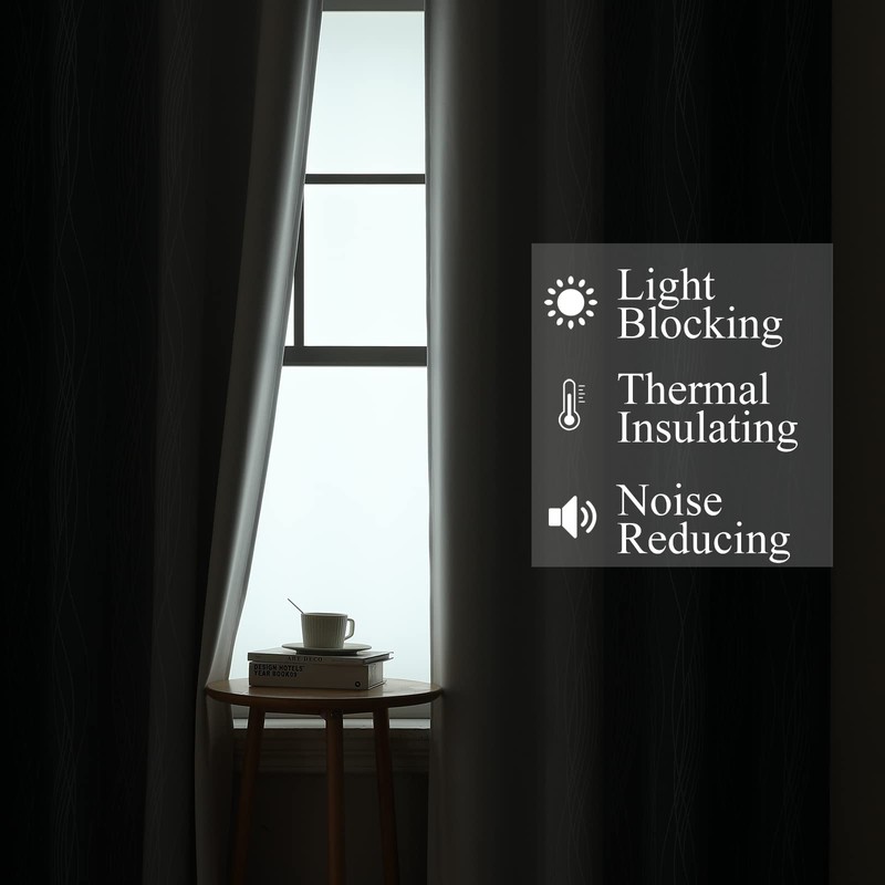Estelar Textiler Navy Blue and Greyish White Blackout Curtains 108