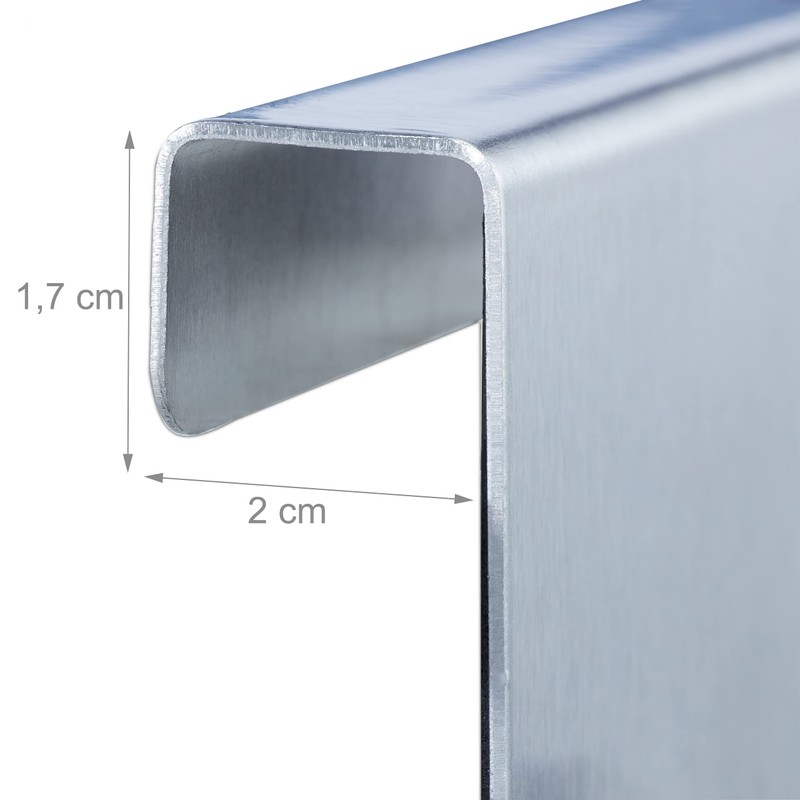 Relaxdays Door Set of 4, Stainless Steel, Double Hooks, for
