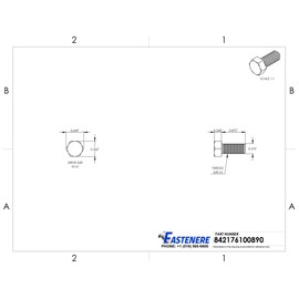 3/8-16 x 7/8" Hex Head Cap Screw Bolts, Stainless Steel 18-8, Full Thread, Plain Finish, Flat Point, Quantity 100 by Fastenere