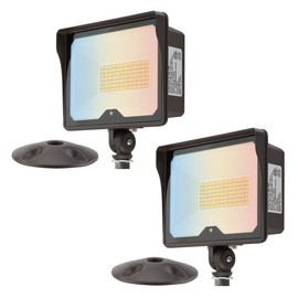 kadision 55W LED Flood Light with Dusk-to-Dawn Photocell, 3000K/4000K/5000K Selectable, 120V 6600lm IP65 Waterproof Knuckle Mount Outdoor Security Lights, ETL Listed, 2-Pack