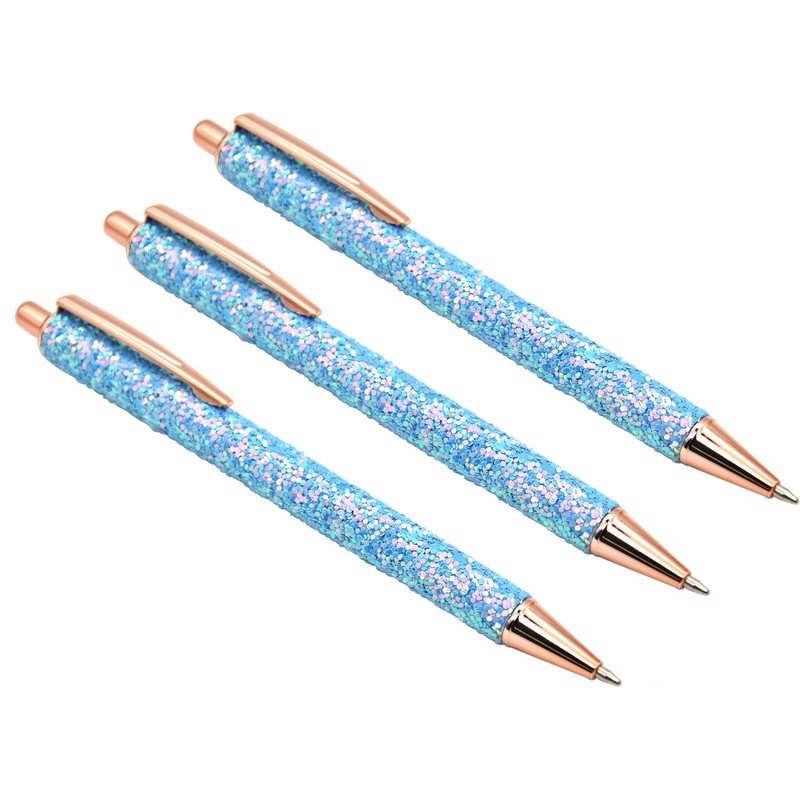Gullor 5PCS Ballpoint Pens, Glitter Click Ball Pens, Black Ink