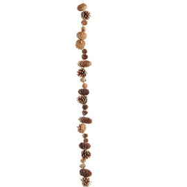 SilksAreForever 5' Glittered Artificial Pinecone Garland -Brown/Gold (Pack of 6)