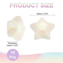 sourcing map 10Pcs Star Shaped Beads, 12x19mm Lovely Acrylic Star Bulk Beads for Craft Making (Light Yellow)
