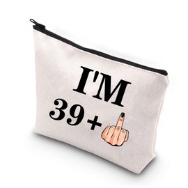 40th Birthday Gifts for Women 40 Years Old Birthday Makeup Bag I'm 39+1 40th Milestone Birthday Cosmetic Bag for Boss Wife Mother Daughter Sister Friend Colleague Coworker