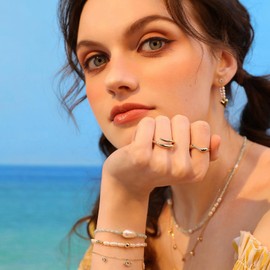 Meissa Goldene Daumenringe für Damen, Chunky Goldringe Anlaufsicher Sterling Silber Stapelbare Ringe Größenverstellbar Freundschaftsringe, Silber