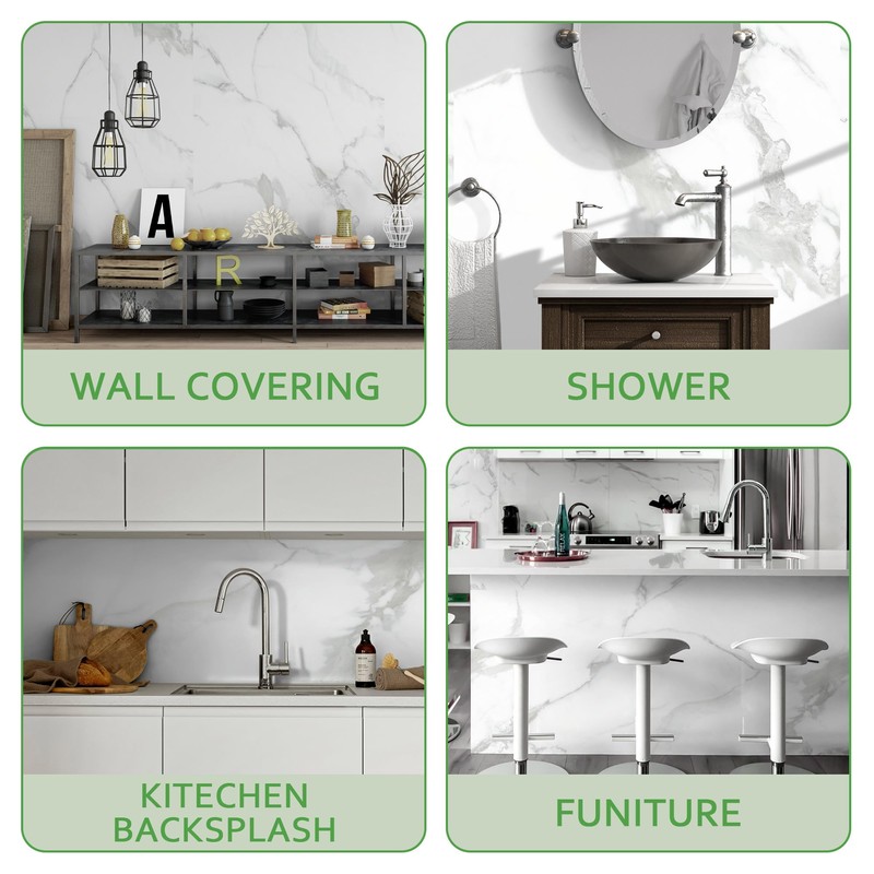Marble Peel and Stick Waterproof Wall Paneling, 118" x 47"