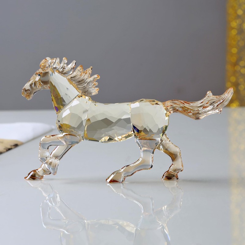 Crystal Horse Realistic Animal Art Figure Collection Table Decoration Statue