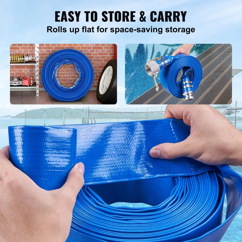 2-Inch by 50 Ft Durable PVC Pool Drain Hose with