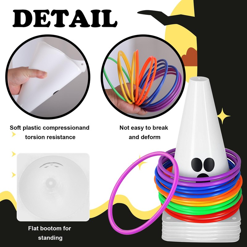 24 PcsHalloween Ring Toss Game Outdoor Carnival Party Games Include