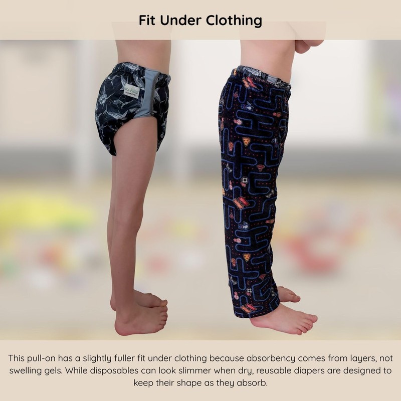 EcoAble Big Kids’ Pull-On Cloth Diaper, Age 6–16 | Reusable