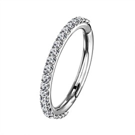 Oufer 16G Stainless Steel Cartilage Earrings, Five Petals, Clear Cubic Zirconia Flower, Tragus, Helix, Cartilage Stud Earrings, Stainless Steel, Steel 8 mm