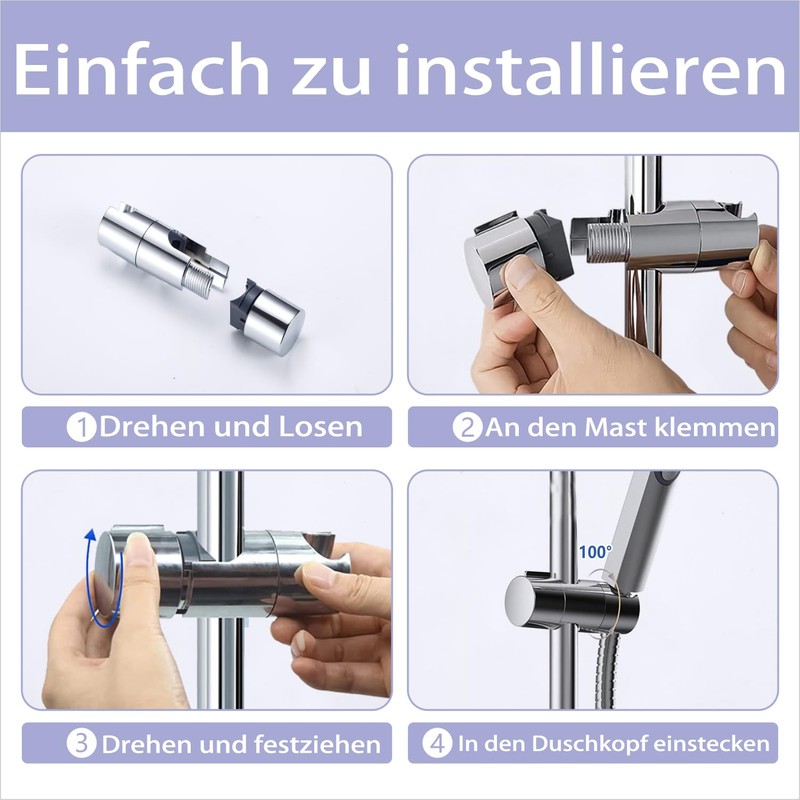2-Pack Adjustable Shower Head Holder Replacement for Slide Bar Universal