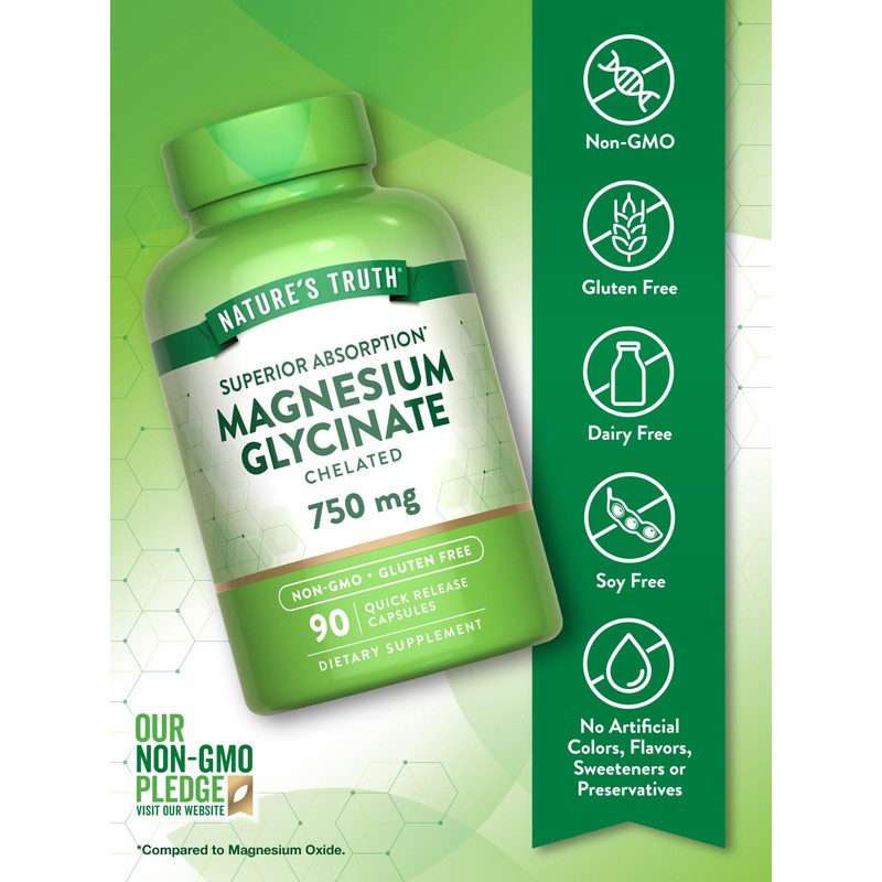 Nature's Truth Magnesium Glycinate Capsules | Supplement for Adults |