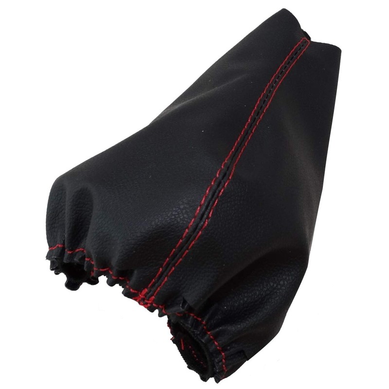 AERZETIX: Gear Stick Gaiter Faux Leather Black with Red Stitching