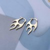 Cybche Punk Flame Hoop Huggie Earrings Gold Fire Flame Drop