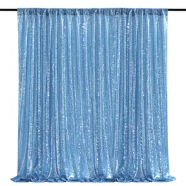 Baby Blue Sequin Backdrop Curtain 8ft x 8ft Sequin Glitter Background for Weddding Party Baby Shower Decorations