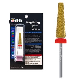 MagiBling 24mm Super Long 5 in 1 Tapered Barrel Nail Drill Bits, 3/32'' Safety Tungsten Carbide Bits, Two-way Rotation, Suitable for Manicure Pedicure Cuticle Gel Polishing, Grit: Fine