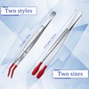 Honoson 4 Pieces Rubber Tipped Tweezers PVC Silicone Tip Tweezers