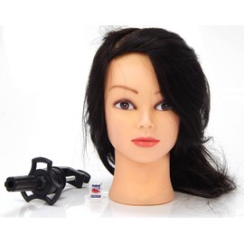 18" MANNEQUIN HEAD 100% HUMAN HAIR WITH TABLE CLAMP