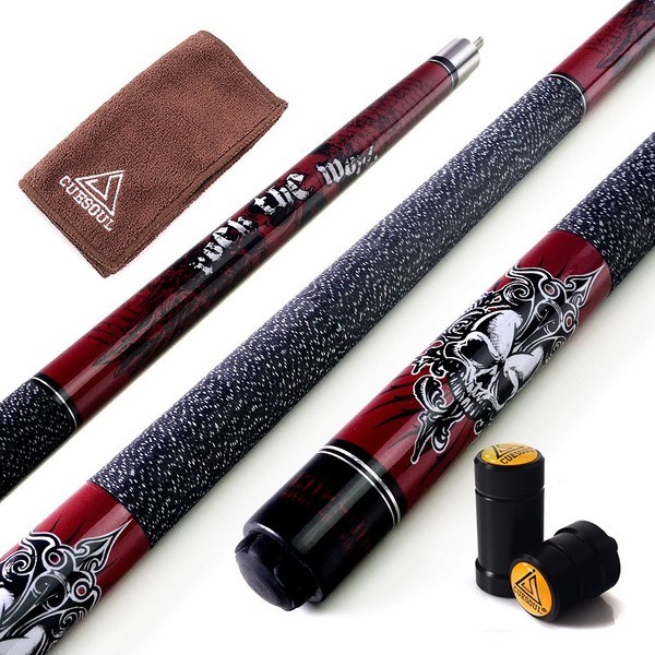 CUESOUL Rockin Series 57" 21oz Maple Pool Cue Stick Set with Joint Protector/Shaft Protector and Cue Towel G408