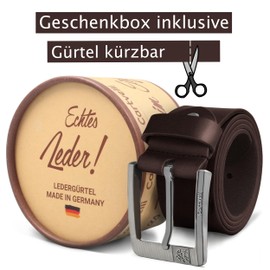 Cartvelli M24db-100 Men's Premium Leather Belt, Dark Brown, 100 cm, Made in Germany, with Gift Box, Genuine Leather, Brown Full Leather Denim Belt, 40 mm Suit Jeans, Chino Pants, dark brown