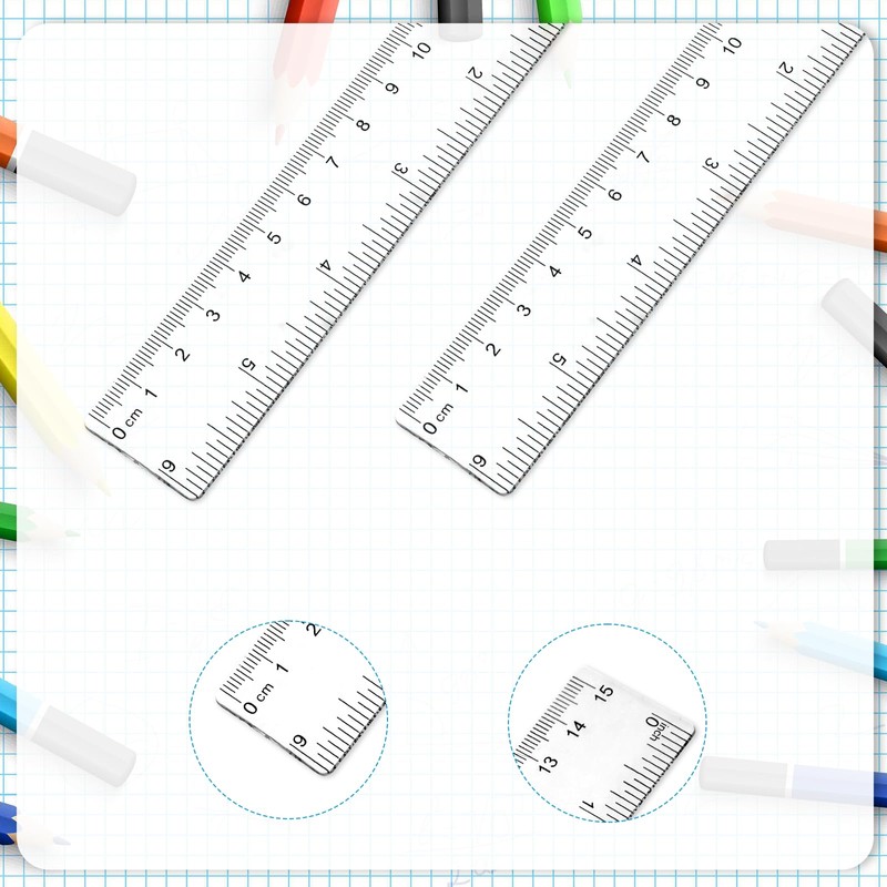 3 Pack 6 Inch Ruler Set Plastic Straight Ruler Transparent