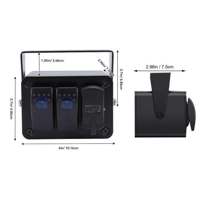 2 Gang Rocker Switch, Toggle Switch Panel Box, Waterproof Marine