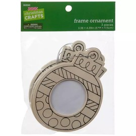Photo Frame Unfinished Wood Ornaments - 3 Piece - 3.38 Inches