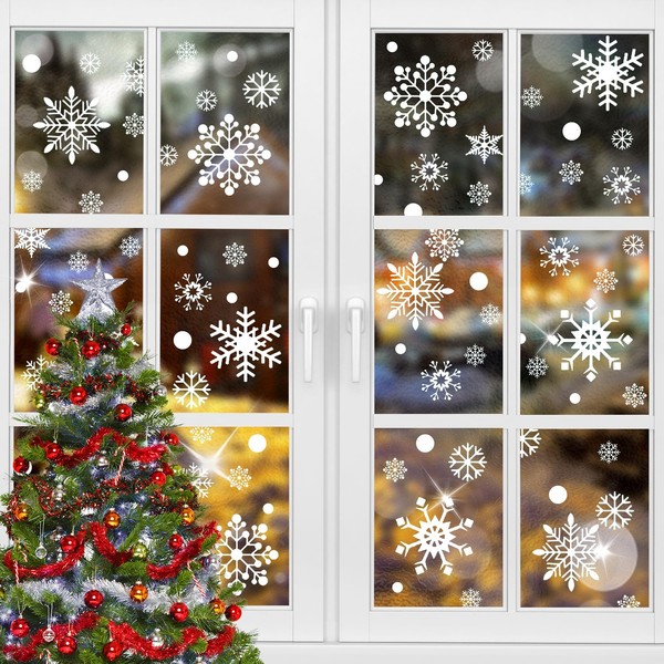 OWill Christmas Window Stickers, 480 PCS Snowflake Window Stickers for