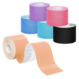 Kinesiology Tape(6 Rolls Pack), Waterproof Sports Tape for Exercise, Sports & Injury Recovery, Athletic Tape Breathable & Latex Free, 5cm x 5m Per Roll (6 Rolls, Mixed Color)