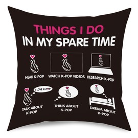 NGLIV K-pop Decor, Just a Girl Who Loves K-pop Room Decor, Girls K-pop Gifts Rustic Anime Lovers Throw Pillow Covers for Living Room Home Girl Bedroom Decoration Gifts
