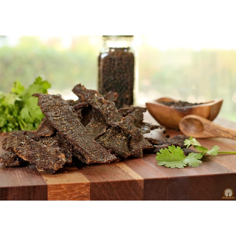 Mahogany Smoked Meats: Peppered Brisket Jerky - 16oz