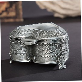 BESPORTBLE European Style Zinc Alloy Jewelry Storage Case Heart Shaped Trinket Box with Design for Rings Necklaces Earrings Compact Durable Decorative Storage for Home Use